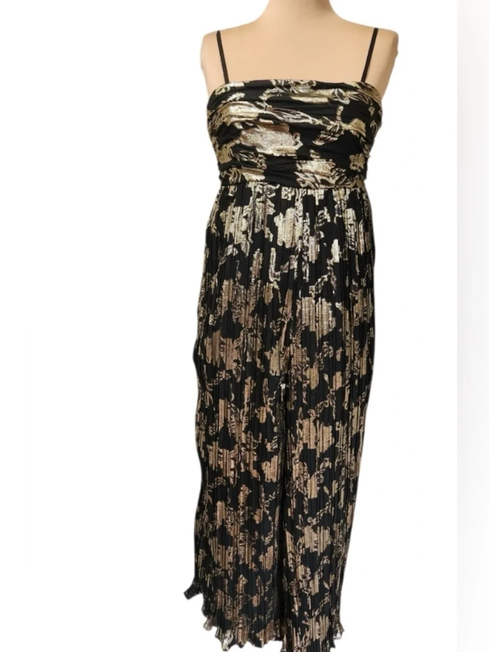 Anthropologie women’s HUTCH MABEL FOIL PLEATED JUMPSUIT Sz XS NWT wedding guest